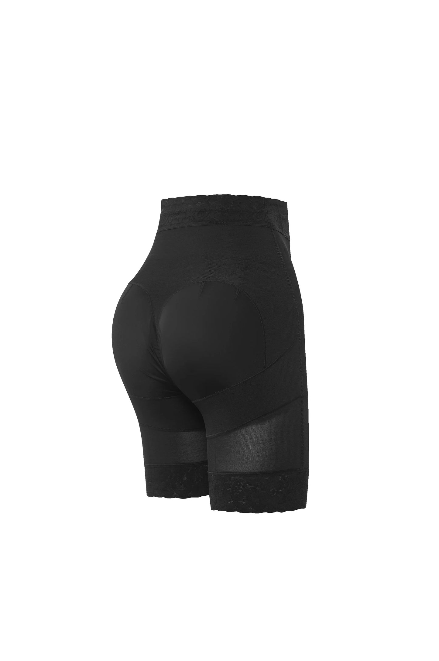 Butt lift High-Waisted Biker Shorts / Levanta cola negro pretina talle alto, media pierna