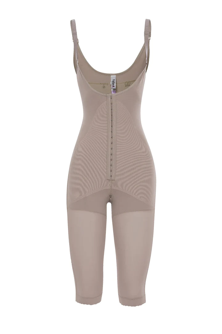 Firm compression and open bust shapewear/ Faja hasta la rodilla espalda alta broche centro