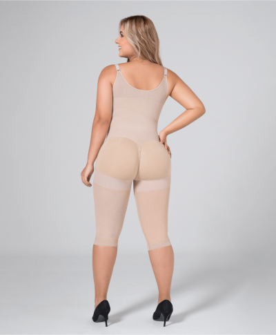 Firm compression and open bust shapewear/ Faja hasta la rodilla espalda alta broche centro